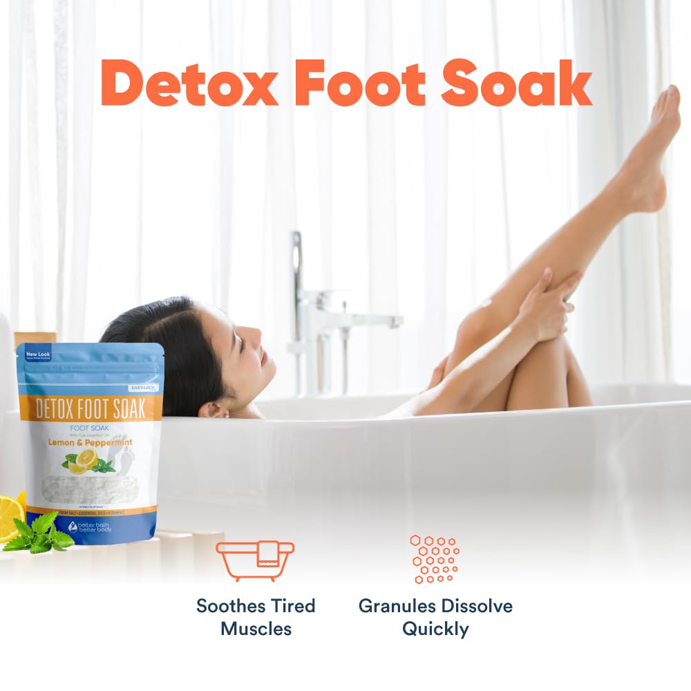 Detox Foot Soak (2 LBs) Epsom Salt Foot Soak with Lemon & Peppermint Essential Oils