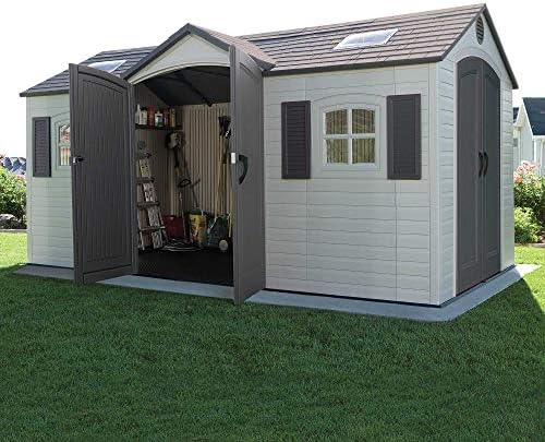 Lifetime 60079 Outdoor Storage Dual Entry Shed, 15 x 8 ft, Desert Sand