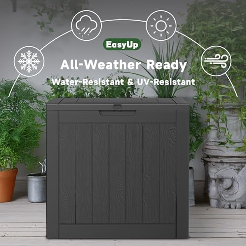 30 Gallon Resin Deck Box Waterproof, UV Resistant Outdoor Storage Box for Delivery, Patio, Garden,and Porch,Striped Black