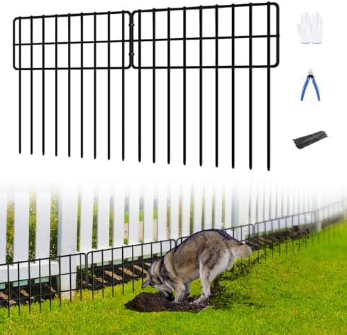 14 Panels No Dig Fence, Animal Barrier Fencing, 13in(H) x 14ft(L) Fencing Barrier for Bottom, Rabbit Fence for Garden, Dog Fencs Barrier, Rustproof Metal Fencs Border for Outdoor