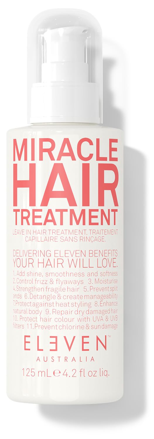 ELEVEN AUSTRALIA Miracle Hair Treatment Leave-In Conditioner for Hydration, Frizz Control, Heat Protection & Strength – Lightweight, Nourishing Formula for All Hair Types - 4.2 Fl Oz