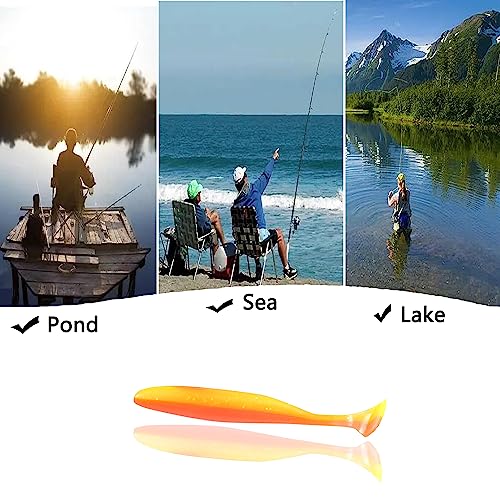 LURESMEOW Paddle Tail Swimbaits,Soft Plastic Fishing Lures Swim Baits for Bass Fishing,30/50/100pcs with Box,Soft Plastic Swimbaits for Bass Trout Crappie Lures Kit for Saltwater Freshwater
