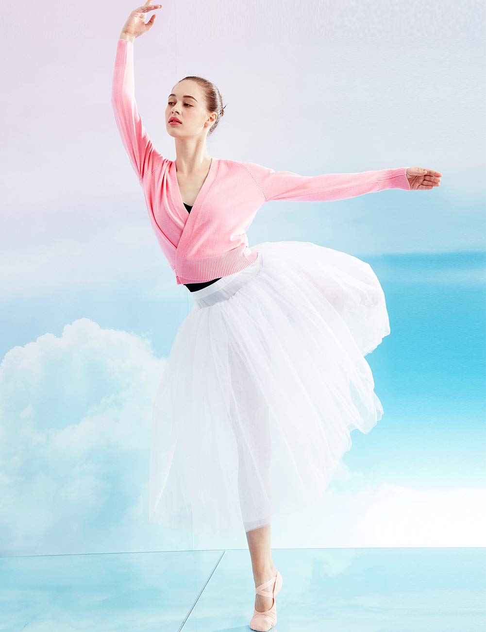 Daydance Women Ballet Sweater Pink Soft Dance Wrap Tops Cardigan