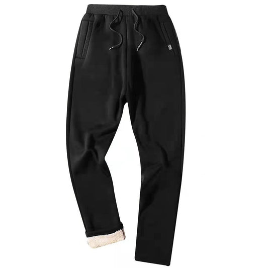 Duyang Men's Winter Sherpa Fleece Lined Sweatpants Active Jogger Tapered Pants (02 Black, XXL)