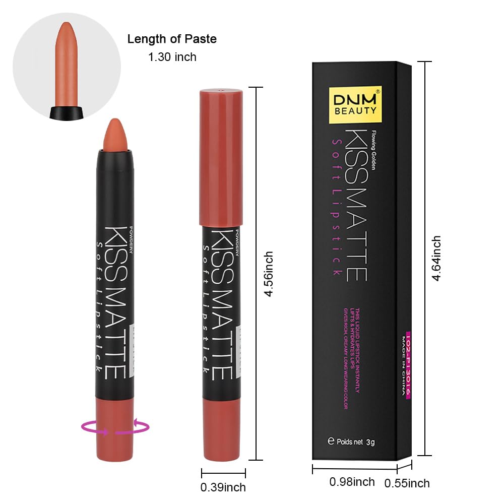 evpct DNM 1Pcs Light Yellow Brown Matte Lipstick and Lip Crayon Liner Pencil for Women Lip Stain Long Lasting Waterproof labiales mate magicos 24 horas originales pintalabios permanente 24 horas 19