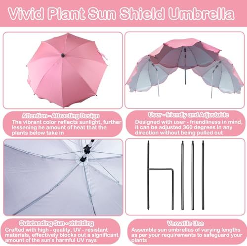 3 Pack Upgraded Plant Umbrellas for Outdoor Plants, Adjustable Garden Shade Umbrella 26" Larger Plants Shade Cover Umbrella Sun Protection for Potted Plants Garden Beds from Direct Sunlight
