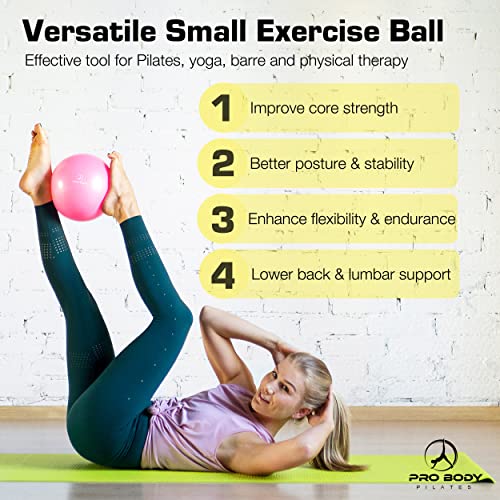 ProBody Pilates Ball Small Exercise Ball w/Pump, 9 Inch Barre Ball, Mini Soft Yoga Ball, Workout Ball for Stability, Barre, Ab, Core, and Physical Therapy Ball at Home Gym & Office (Aqua)