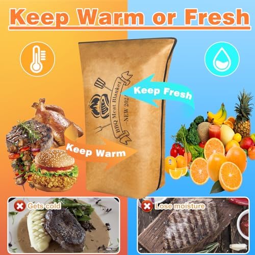 BBQ Blanket for Resting Meat, BBQ Brisket Blanket Meat Resting Blanket for Smoking, Grilling Meat Insulated Resting Bag with Wide Mouth for Large Brisket/Turkey (Regular 21in)