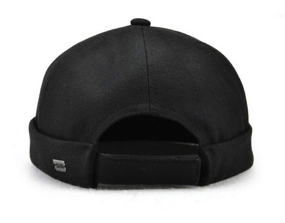 Zegoo Men Women Skullcap Beanie Worker Sailor Cap Rolled Cuff Retro Brimless Outfit Hat Black