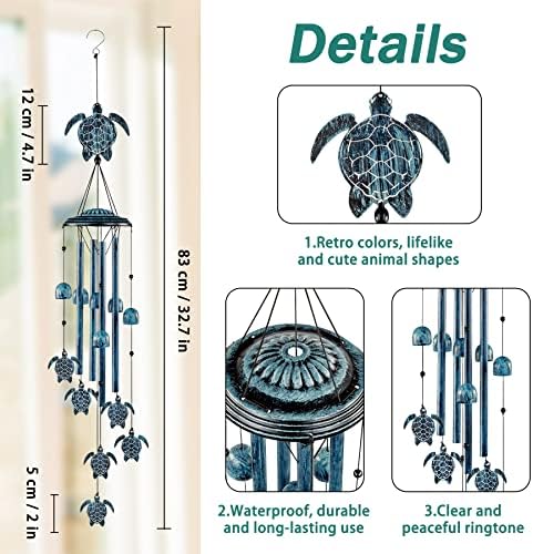 LESES Wind Chimes Sea Turtle Wind Chime for Outside with 4 Aluminum Tubes, Windchimes Outdoors Clearance Home Garden Patio Decor Memorial Wind Chimes for Mom Grandma Unique Birthday Festival Gifts