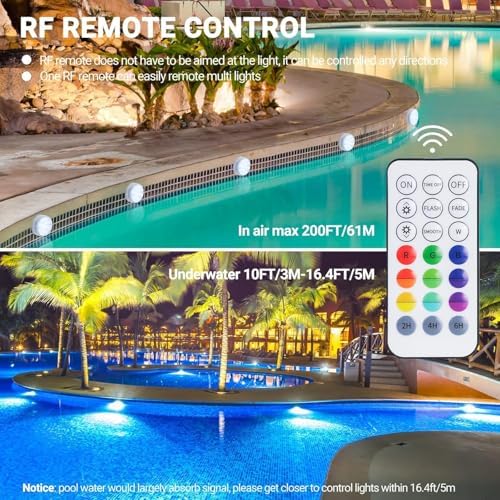 LOFTEK Submersible LED Lights with Remote, 13 LED Pool Lights for Inground Above Ground Pool with Magnets &Suction Cups,16 Color Changing Underwater Light for Ponds Battery Operated, 6 Pack