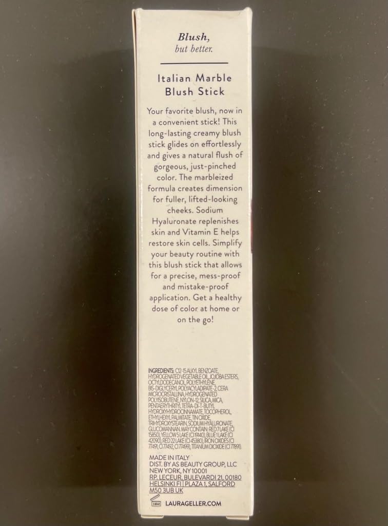 LAURA GELLER NEW YORK Italian Marble Blush Makeup Stick | Cream Finish Marbleized Blush for Cheeks, D'oro Berry