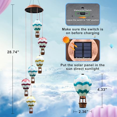 Solar Wind Chimes for Outside - Solar Lights Outdoor Decor Gifts for Women Mom Grandma Birthday Gifts