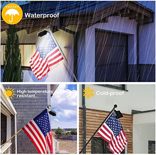 Solar Flag Pole Light, Bright White 6000k Flagpole Light Upgrade Solar Powered for 5ft 6ft Flag Pole, Outdoor Dusk to Dawn Led Solar Lights, Outside House Garden Yard American Flags Decor,Black