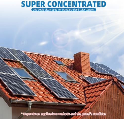 Solar Panel Cleaner 32oz (Makes 150 Gallons) - 20X Strength Super Concentrated Glass & Solar Panel Cleaning, Industrial Grade Streak-Free Fast Dry Remove Oils, Water Spots, Dust, Droppings