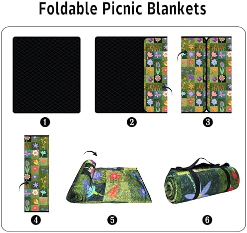 Extra Large Picnic Blankets Waterproof Foldable (60 "x 80") Beach Blanket Waterproof Sandproof,3-Layer Thicking Mat Outdoor Packable Camping Blanket