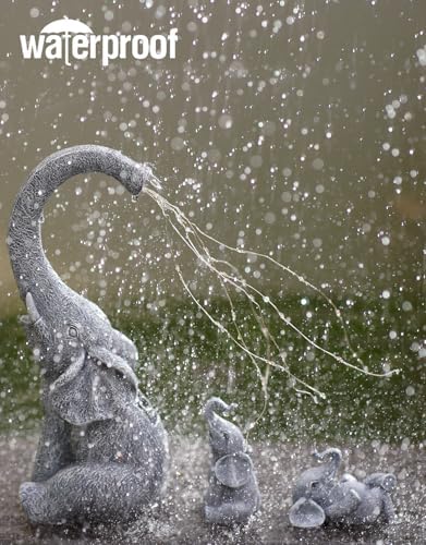 Qeeman Solar Elephant Statues for Garden Decor: Outdoor Sculptures for Lawn Ornaments - Porch Patio Balcony Front Yard Birthday Gifts for Mom Grandma Women