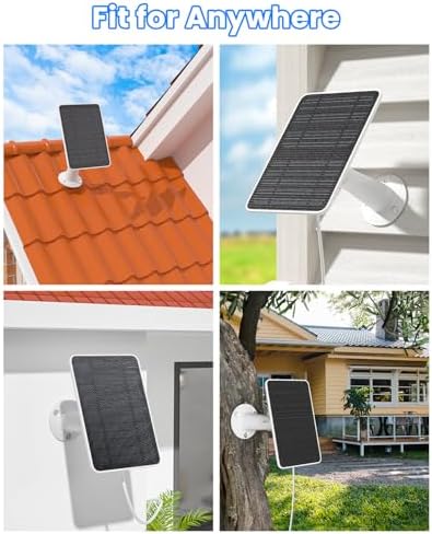 Solar Panel Charger Compatible with Arlo Essential 2K Outdoor(2nd Gen)/Essential XL Camera(2nd Gen)/Essential Spotlight, 5W Solar Panel with IP65 Waterproof 10ft Micro USB-C Cable & Wall Mount, 3 Pack