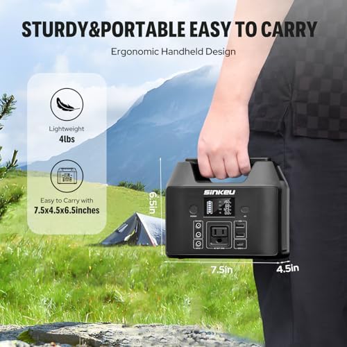 SinKeu Power Bank Station (38,400mAh), 128Wh Portable Power Station, LiFePO4 Battery, 200W Peak Solar Generator for Outdoor Camping, RV Traveling and Hurricane Emergency- Black
