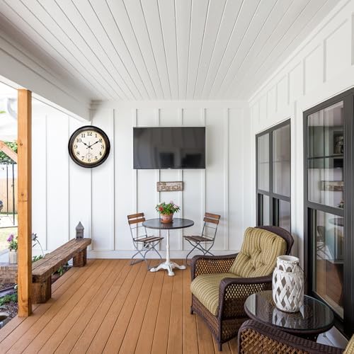 12 Inch Outdoor Clock Waterproof with Thermometer Retro Wall Clock for Garden Patio Pool Home(Bronze)