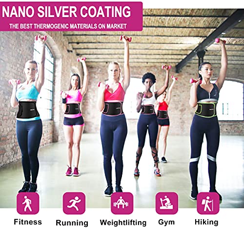 TESETON Mens Waist Trainer, Sweat Waist Trainer for Men Women, Sweat Band Blet for Lower Belt Fat, Sweat Wraps for Abdominal Home and Outdoor Workout Fitness Exercise Black S