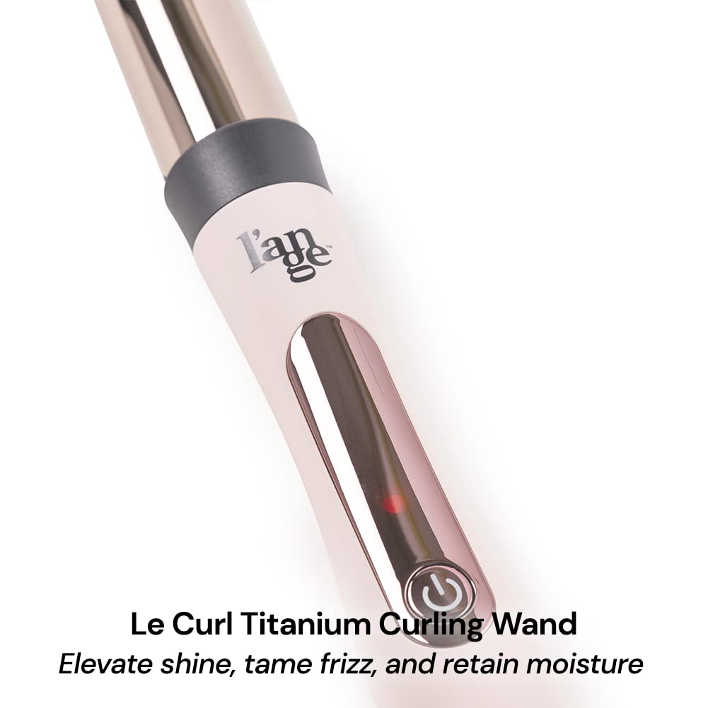L'ANGE HAIR Le Curl Titanium Curling Wand | Professional Curling Iron for All Hair Types | Clip Free Hair Curler | Best Curling Wand for Relaxed Curls & Beach Waves | Blush 1.25” (32MM)