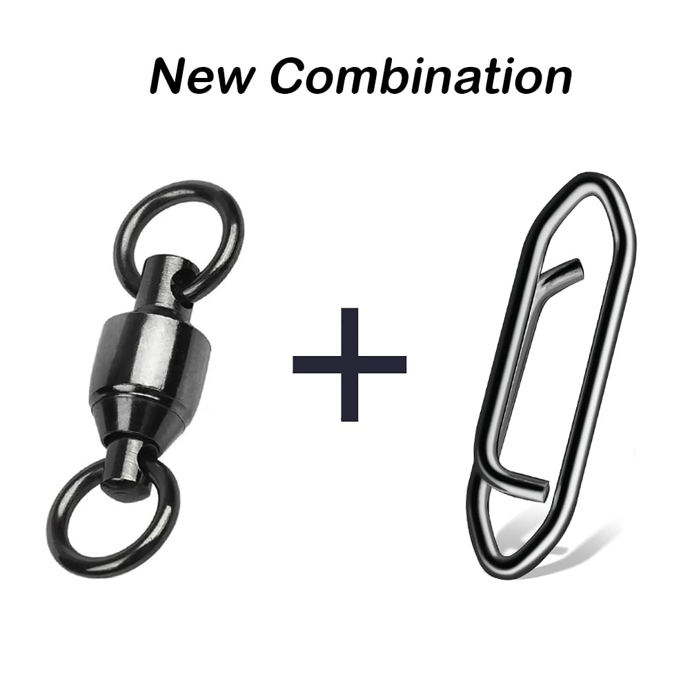 GERUITE Snap Fishing Swivels Ball Bearing Swivel High Strength Fishing Swivels Saltwater Stainless Barrel Swivel for Freshwater Fishing #4(25 Pcs)