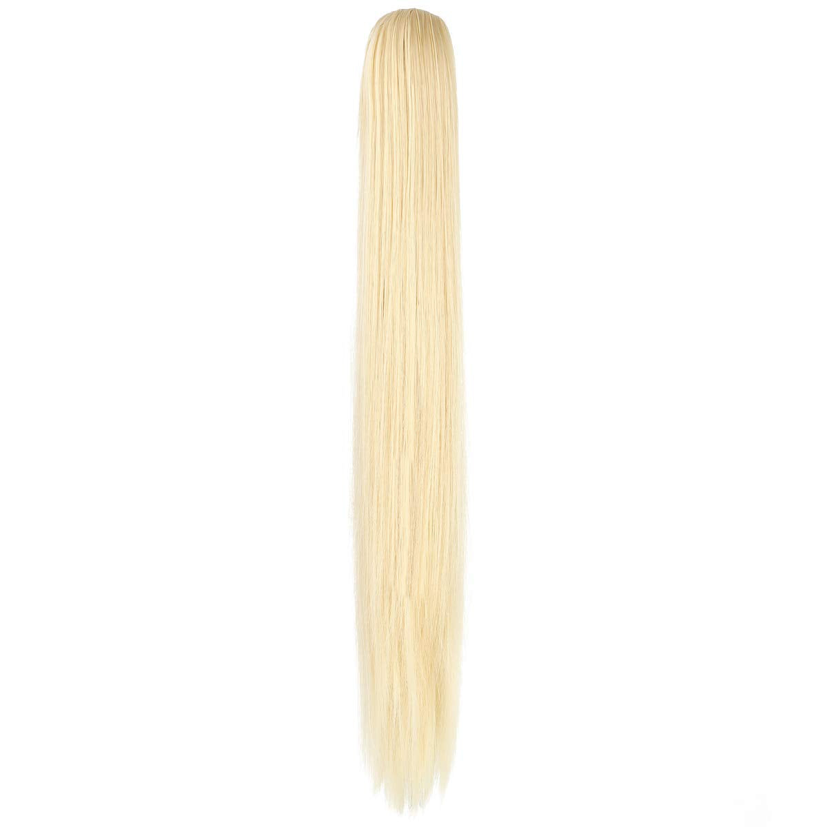 FELENDY Ponytail Extension Claw 18" 20" Curly Wavy Straight Clip in Hairpiece One Piece A Jaw Long Pony Tails for Women (Light Blonde,Straight)