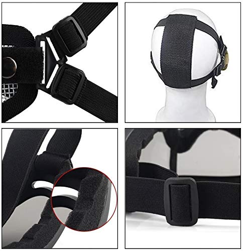 LAOSGE Airsoft Mask,Mesh Half Face Full Black Set with UV 400 Anti Fog Goggles