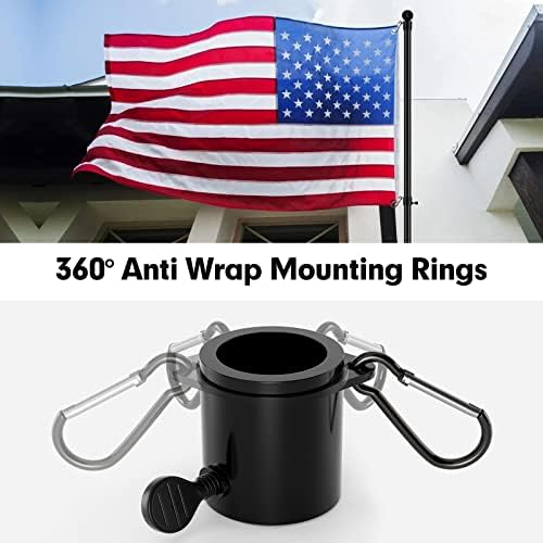 American Flag and 6ft Heavy Duty Flag Pole Kit for House Outside - 3x5 Embroidered USA Flag, Tangle Free Steel Black Pole With Bracket for Residential, Commercial, Outdoors Garden