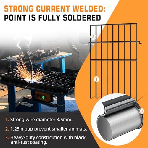 KYATE Animal Barrier Fence No Dig, 25 Panels 1.25in Gap Ground Defense Fence Border Small Metal Fencing, Dog Rabbits Blocker Under Fence for Garden, Flower Bed, Patio, Black