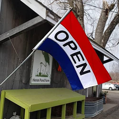 Open Flag for Business Sign 3x5 ft Outdoor, Double Sided 3 Ply Heavy Duty Flag for Businesses, 100% Quality Polyester Vibrant Color Fade Resistant Banner with Brass Grommets 4 Rows Stitches