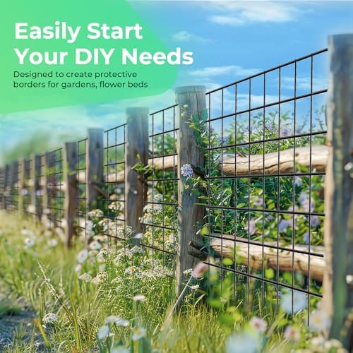 Garden Fence Black PVC Coated Welded Wire Fencing 48 Inch x 50 Foot, 2 Inch x 3 Inch 16GA, Garden Border Fencing Roll Vinyl Coating Metal Wire Mesh for Yard Vegetable Plant Protection Poultry Netting