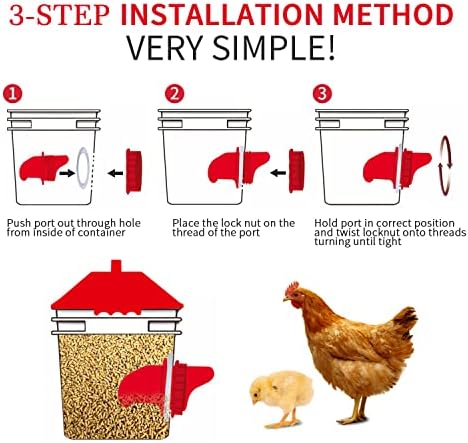 10 Pounds Chicken Feeder with 4 Ports, Rainproof Poultry Feeder for Up to 10 Adult Chickens or 15 Chicks （Patented Products）