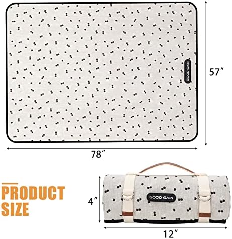 Extra Large Picnic Outdoor Blankets with Carry Strap, Oversized 78"x57" Waterproof & Sand Proof Portable Camping Mat, Outdoor Beach Mat ,Indoor(Brown)