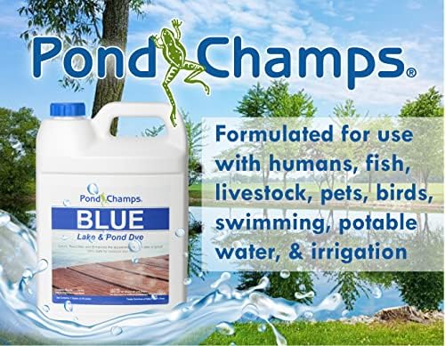 Blue Lake and Pond Dye - One Gallon of Professional Lake & Pond Dye - Treats Up to 1 Acre - Royal Blue Color - Safe for Fish, Wildlife, Pets & Children