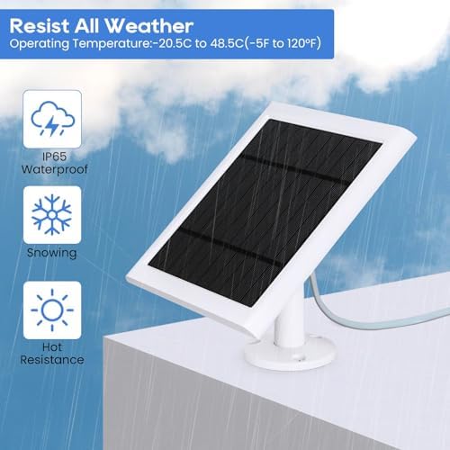 Ring Doorbell Solar Panel - 4W Charger, Compatible with Battery Doorbells, Type-C Charging Port, 9.84ft Cable