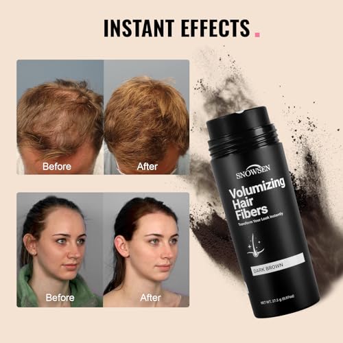 SNOWSEN Hair Building Fibers for Thinning Hair in Women & Men, Dark Brown, 27.5g, 5-in-1 Beard Styling Set, Applicator Pump, Fiber Hold Spray, Application Card, Hairline Enhancement Comb