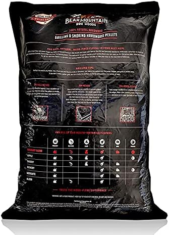 Bear Mountain All Natural Wood Pellets for Smoker, Grill & BBQ, 40 Lbs, Apple - Premium Hardwood Barbecue Pellets for Indoor and Outdoor Grilling