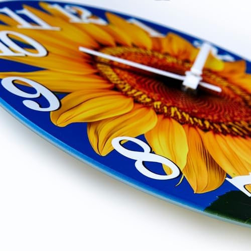 Outdoor Clock Waterproof-Decorative Sun Flower Wall Clocks for Pool Patio Porch Garden(12 Inch,Sunflower)