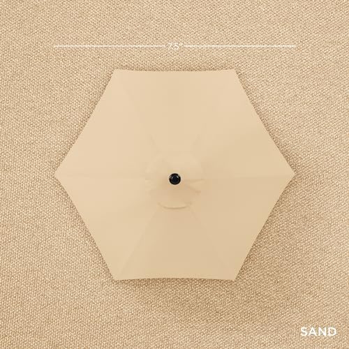 Best Choice Products 7.5ft Heavy-Duty Round Outdoor Market Table Patio Umbrella w/Steel Pole, Push Button Tilt, Easy Crank Lift - Sand