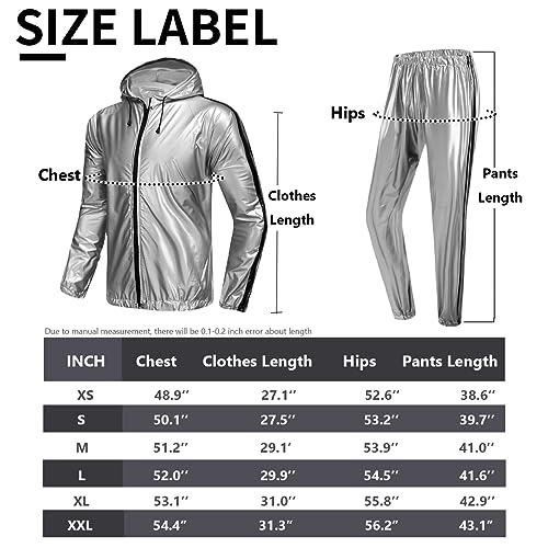 MulYeeh Weight Loss Sweat Suit Heavy Duty Full-Zip Sauna Suit Fitness Exercise Gym Top Pant with Hood for Men Women