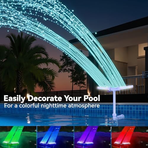 Solar Pool Fountain with Lights for Above Ground Inground Pools, 120 Color Lighting Modes Remote APP Control, Swimming Pool Accessories Waterfall Adjustable Sprinkler for Pool Decorations Outdoor