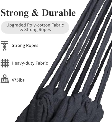 SUNCREAT Hammocks Outdoor Camping Double Hammock, Extra Large 2 Person Hammock for Camping, Dark Gray