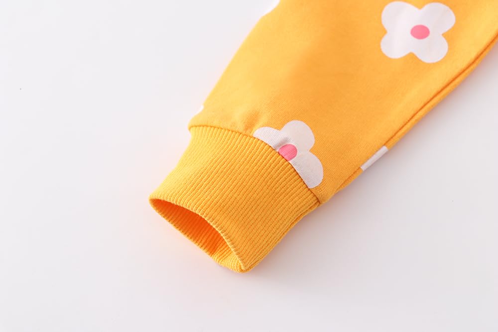 AIWUHE Toddler Girls Sweatshirts Casual Pullover Crewneck Winter Long Sleeve Tops Shirts Clothes Yellow flowers 5T 9200