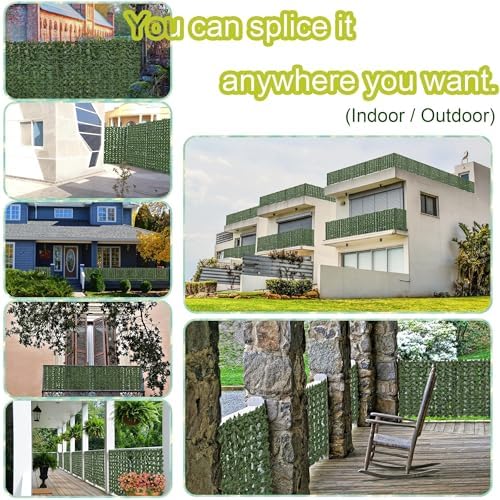 Artificial Ivy Privacy Fence Screen,140" by 60" (58.5 SQFT) UV-Anti Faux Hedge Fence and Fake Ivy Vine Leaf Wall Panels for Indoor&Outdoor Green Backdrop, Garden Greenery Decor