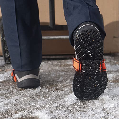 K1 Mid-Sole Ice Cleats - Rotatable Traction Aids For Shoes/Boots - Indoor/Outdoor, Climbing, Driving - Low Profile - Orange