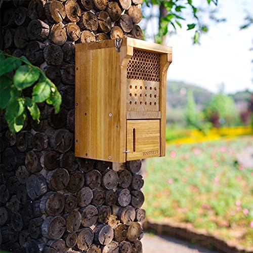Mason Bee House Wax Coated Mason Bee Hive Wooden Insect Hotel Carpenter Bee House for Outdoors Attracts Peaceful Bee Pollinators to Your Garden
