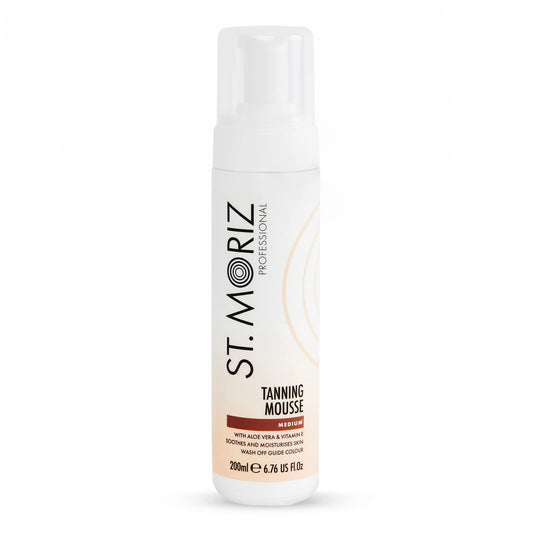 St. Moriz Professional Medium Self Tanner Mousse with Tanning Mitt Bundle - 200ml - Sunless Instant Self Tanning Foam for a Golden, Natural Looking Fake Tan - Moisturizing Aloe Vera & Vitamin E