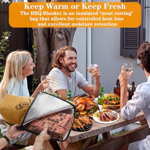 BBQ Blanket for Resting Meat, Reusable Insulated Meat Resting Bag, Smoker Meat Resting Blanket With Wide Mouth for Large Brisket/Pork Shoulders/Turkeys, BBQ Gifts for Men Dad Husband(BBQ Blanket 21in)